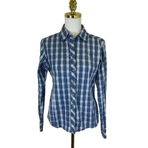 Ariat Women's Blue Plaid Western Button‎ Down Shirt Sz Medium Rodeo Equestrian